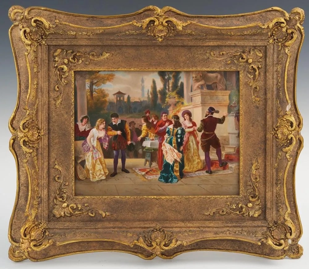 17" Large Antique 19 Century German Hand Painted KPM Porcelain Plaque (1 of 6)