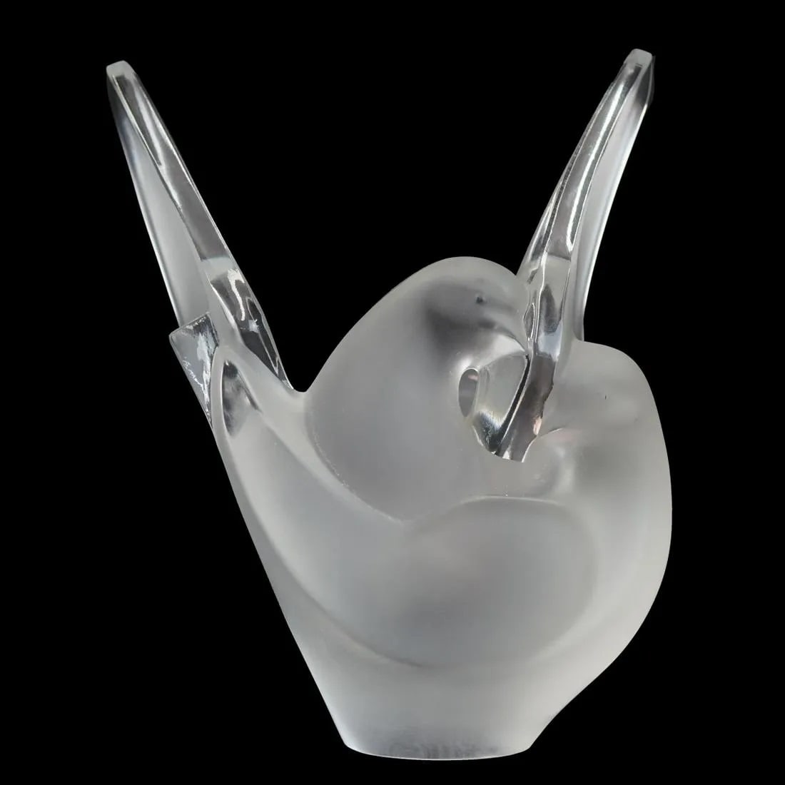 Lalique Frosted Crystal "Sylvie" Flower Frog / Vase (1 of 5)