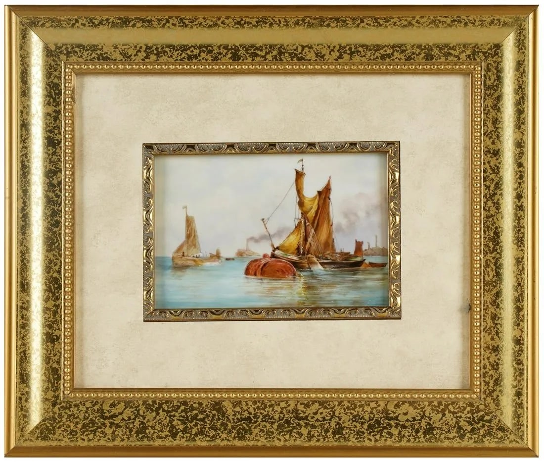 KPM Berlin German Harbor Scene Porcelain Plaque (1 of 8)