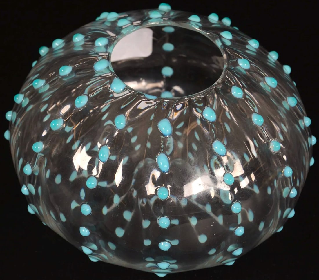 Rose Bowl, Clear Crystal Optic Ribbed Art Glass (1 of 2)