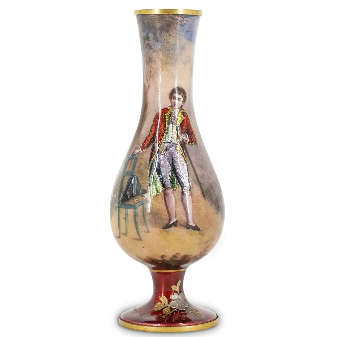 19th C. Antique French Enameled Superb Vase Signed by Dorville (1 of 1)