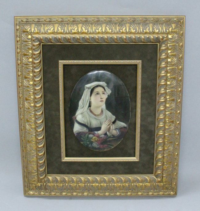 KPM hand painted plaque Madonna: KPM hand painted plaque Madonna. PLAQUE: H:9 3/8" W:6 3/4". NO INTERNATIONAL SHIPPING ON IVORY