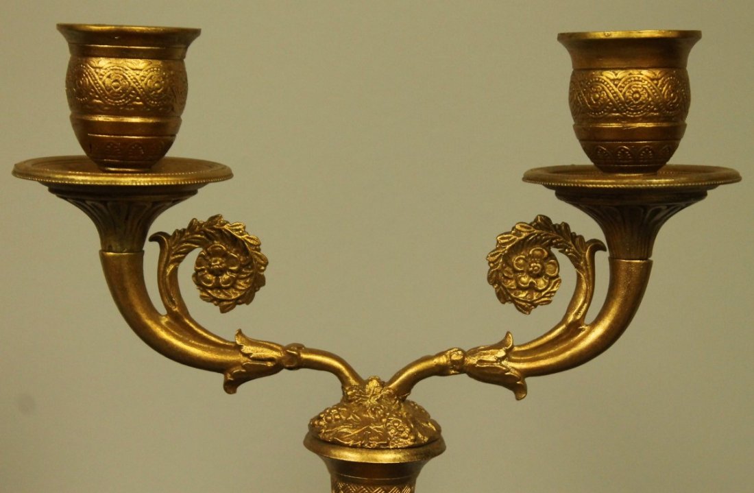 PAIR OF 19TH C. EMPIRE STYLE GILT BRONZE CANDELABRAS - 4
