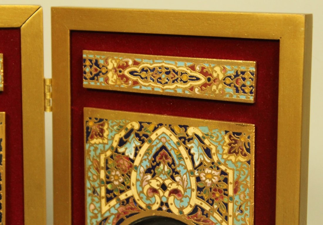 19TH C. CHAMPLEVE ENAMELLED 3 FOLD LARGE FRAME - 3