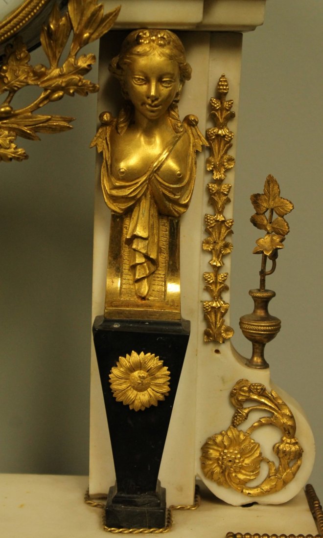 19TH C. WHITE MARBLE AND GILT BRONZE CLOCK - 2