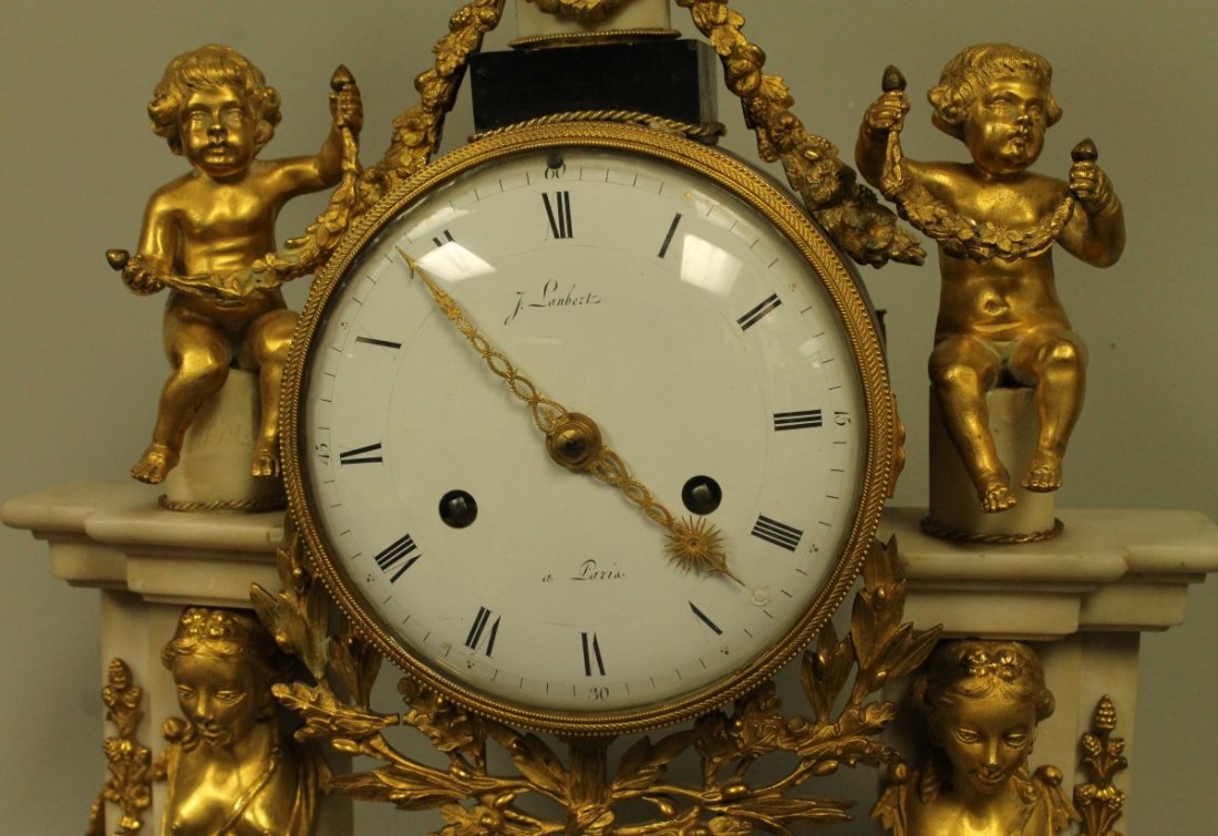 19TH C. WHITE MARBLE AND GILT BRONZE CLOCK - 3