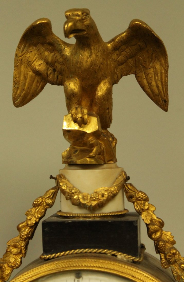 19TH C. WHITE MARBLE AND GILT BRONZE CLOCK - 4