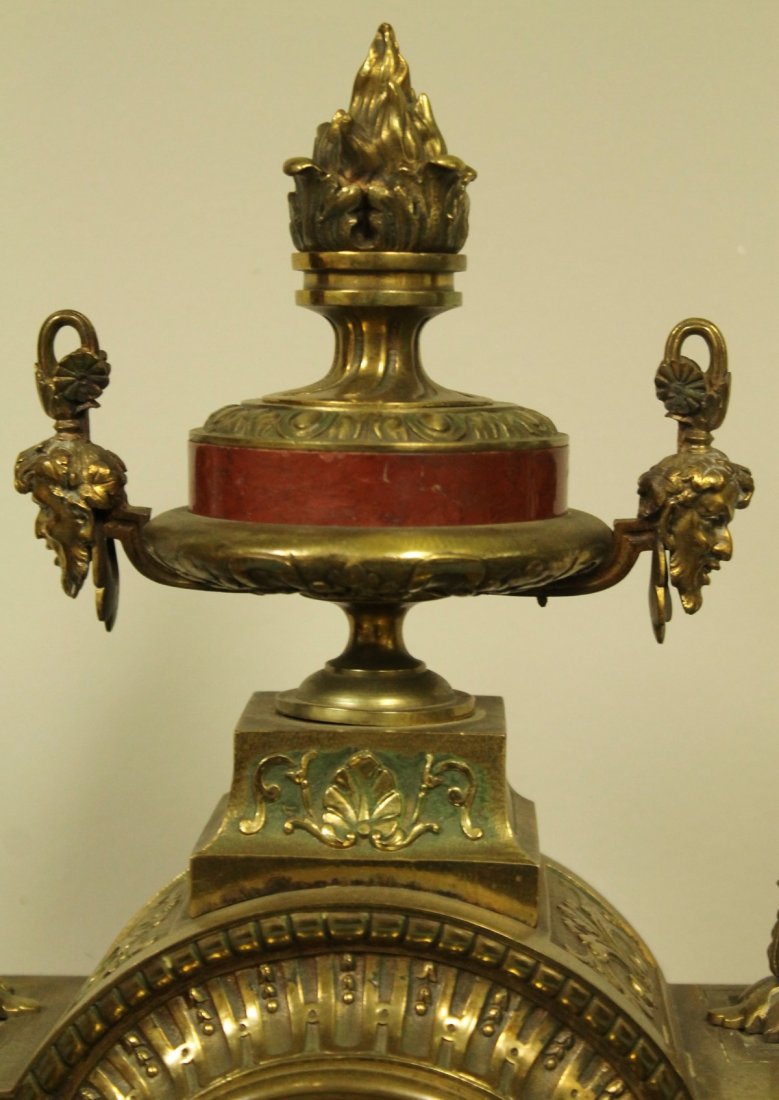 19TH C. ROUGE MARBLE AND BRONZE CLOCK - 4