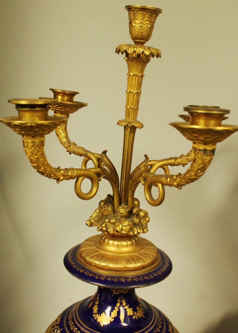 19TH C. PALATIAL JEWELLED SEVRES CLOCKSET - 5
