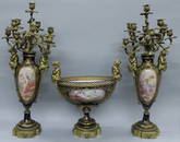 3 Piece Sevres Candelabra Set