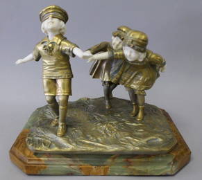 CHIPARUS BRONZE AND IVORY GROUP 3 KIDS PLAYING HIDE AND