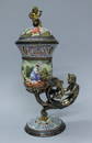 Viennese Enamel Vase On Silver