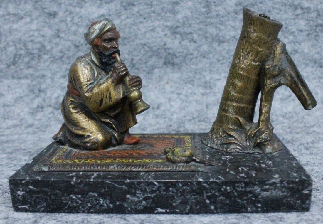 VIENNA STYLE COLD PAINTED SNAKE CHARMER: VIENNA STYLE COLD PAINTED SNAKE CHARMER. MEASURES H: 4" W: 6"