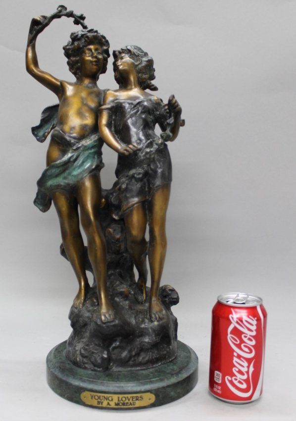 BRONZE FIGURE SIGNED A. MOREAU: BRONZE FIGURE SIGNED A. MOREAU. MEASURES H: 19 1/4"