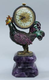 Austro Hungarian Jeweled Rooster Clock