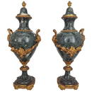 19th C. French Gilt Bronze Mounted Marble Urns