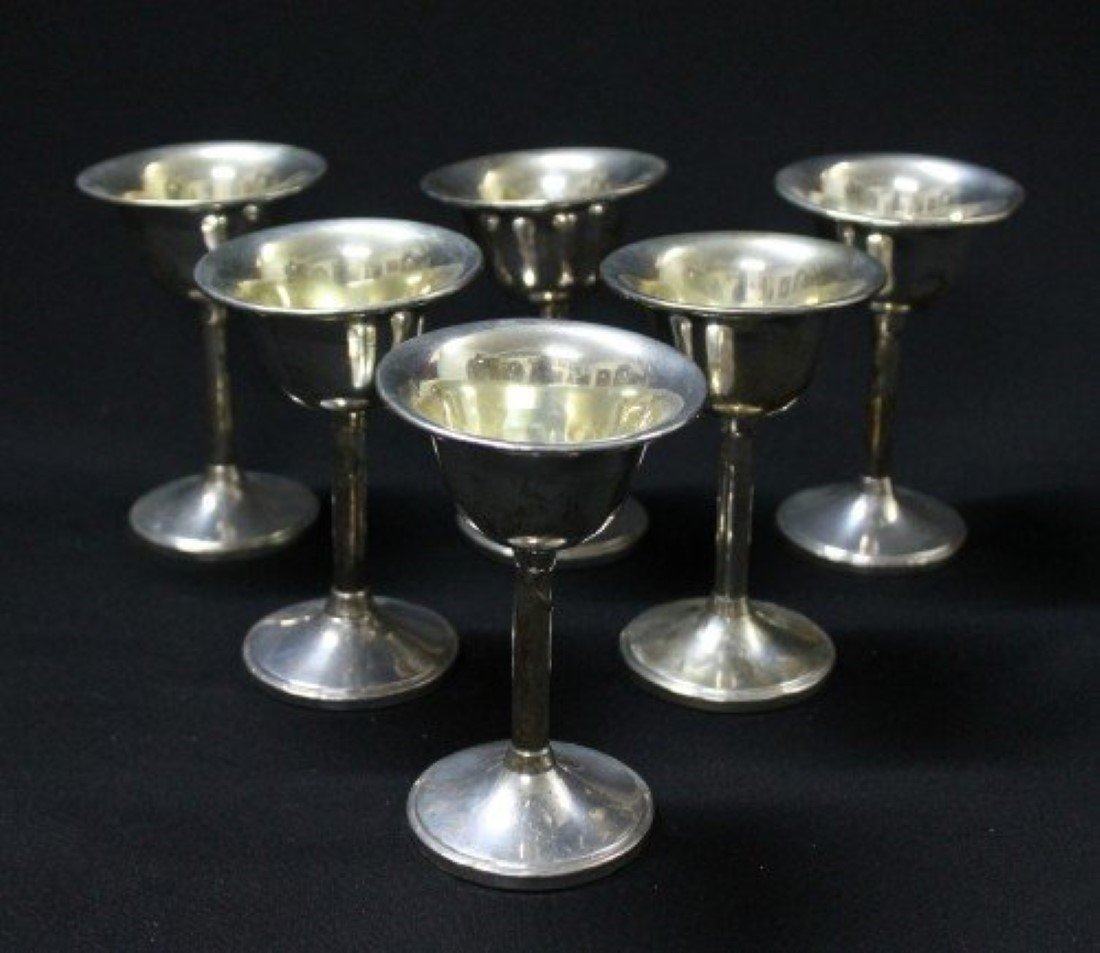 Set Of 6 Silver Cups: Set Of 6 Silver Cups. They Measure H:5" W:3 1/4"