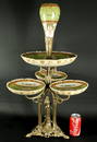 2 TIER APRIM BRONZE AND PORCELAIN CENTERPIECE