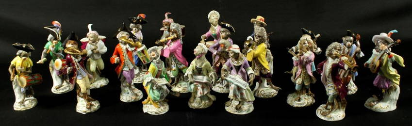 20 PC. 19TH C. MEISSEN MONKEY BAND