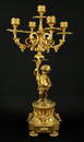 FINE ANTIQUE BRONZE FIGURAL CANDELABRA