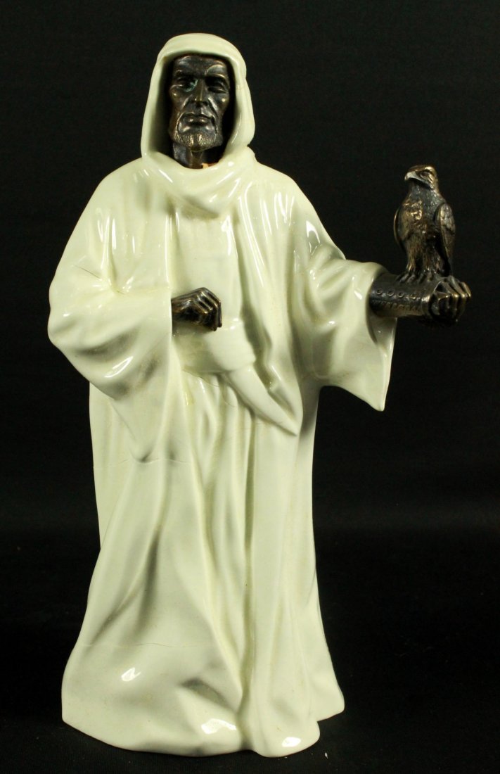 MINTON PORCELAIN AND BRONZE FIGURE "THE SHEIKH": MINTON PORCELAIN AND BRONZE FIGURE "THE SHEIKH". MEASURES H: 9 3/4" W: 5 3/4"