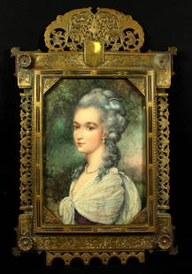 VICTORIAN PORTRAIT OF A WOMAN IN GILT FRAME: VICTORIAN PORTRAIT OF A WOMAN IN GILT FRAME. MEASURES 16" X 10 1/2"