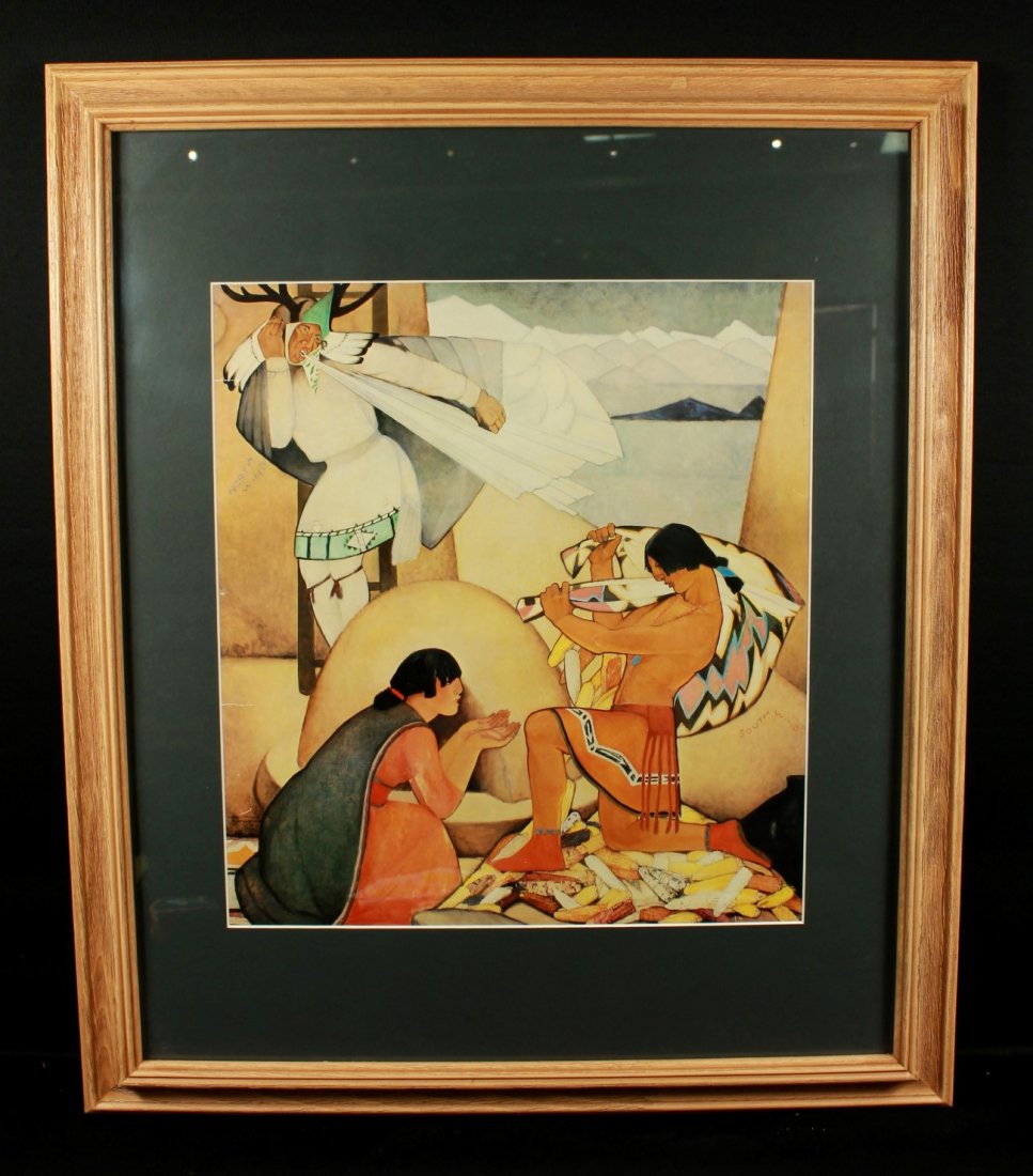NATIVE AMERICAN PAINTING: NATIVE AMERICAN PAINTING. MEASURES 27" X 23"