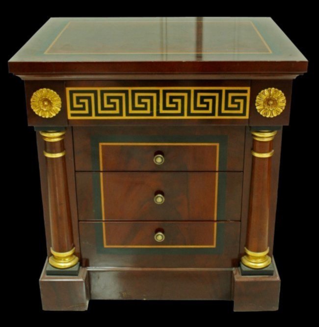 VERSACE SIDE TABLE: VERSACE SIDE TABLE. MEASURES 26"X25"X19 3/4"