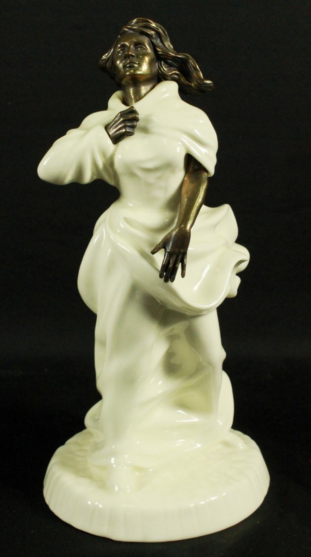 MINTON PORCELAIN AND BRONZE FIGURE "GRECIAN DANCER": MINTON PORCELAIN AND BRONZE FIGURE "GRECIAN DANCER". MEASURES H: 9 1/2" W: 5"