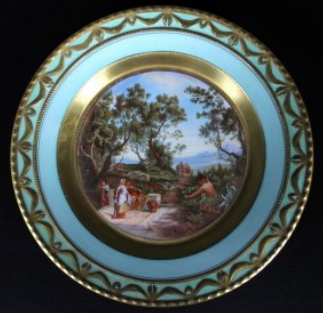KPM ARTIST SIGNED PORCELAIN PORTRAIT PLATE: KPM ARTIST SIGNED PORCELAIN PORTRAIT PLATE. MEASURES: 9 3/4 DIAMETER , Konigliche Porzellan Manufaktur plates with scenes from the Odyssey. Scenes are transferred with some hand painting. SIGNED BY O.