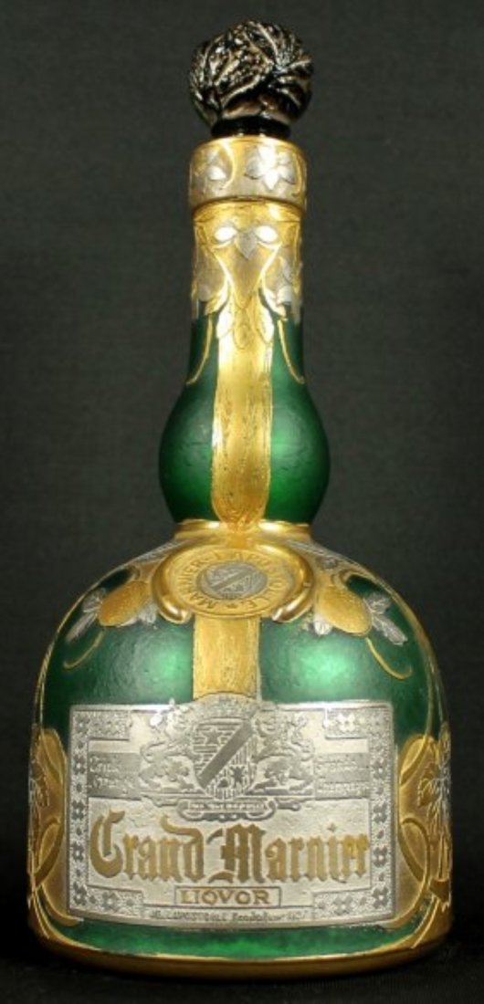 Daum Cameo Glass Grand Marnier Liquor Bottle: Daum Cameo Glass Grand Marnier Liquor Bottle. Measures H: 8 1/2"
