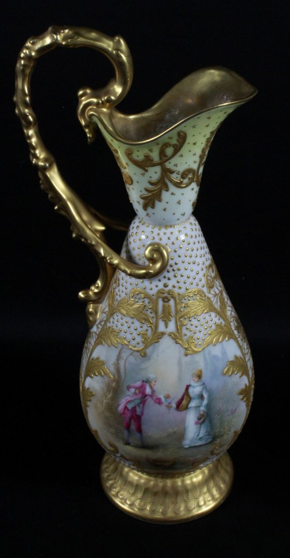 MARKED SEVRES  PORCELAIN PEDESTAL  HANDLED EWER (1 of 10)