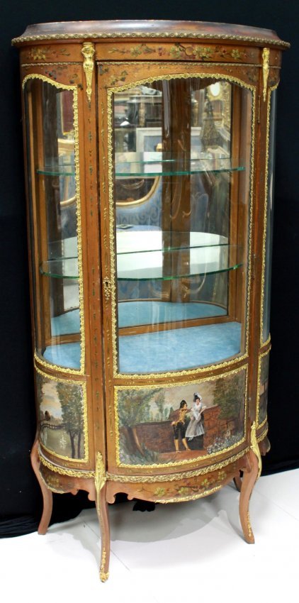 FRENCH VITRINE WITH ORMULO MOUNTS AND HAND PAINTED (1 of 10)