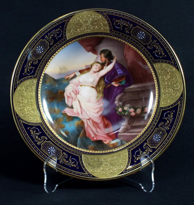 19TH C. ROYAL VIENNA ALLEGORICAL PLATE OF 2 LOVERS (1 of 9)