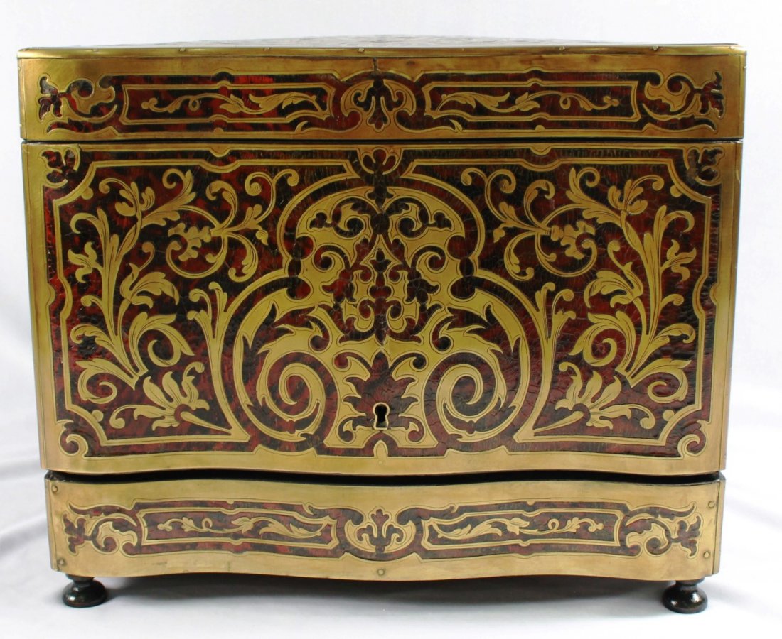 BOULE TANTALUS-BRASS OVERLAY: BOULE TANTALUS-BRASS OVERLAY, MEASURES 11" X 13" X 10"