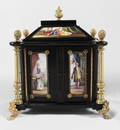 AUSTRIAN VIENNESE ENAMEL AND BRONZE MOUNTED EBONY