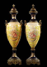 55" 20th C. Pair of Monumental Urns