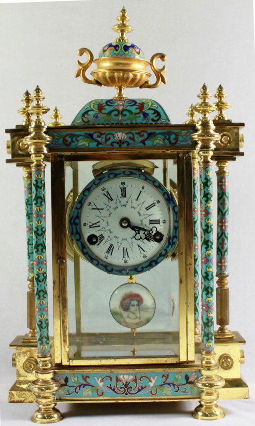CHINESE CLOISONNE ENAMEL REGULATOR CLOCK (1 of 10)