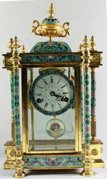 CHINESE CLOISONNE ENAMEL REGULATOR CLOCK