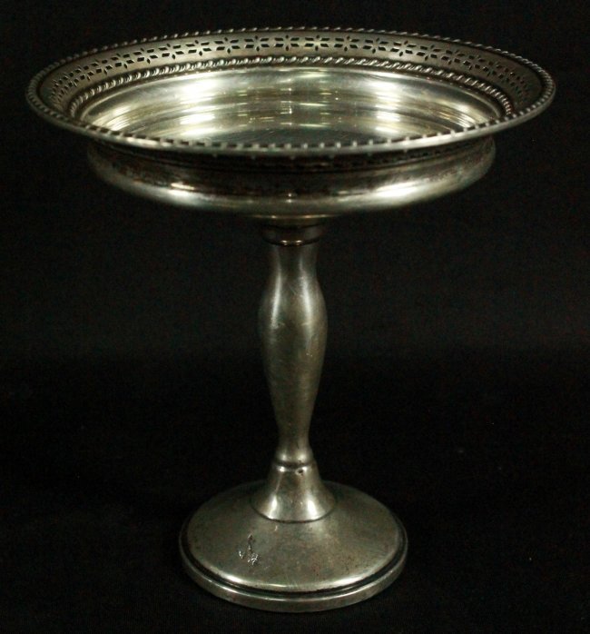 WEIGHTED STERLING TAZZA: WEIGHTED STERLING TAZZA. MEASURES H: 6" W; 5 1/2"