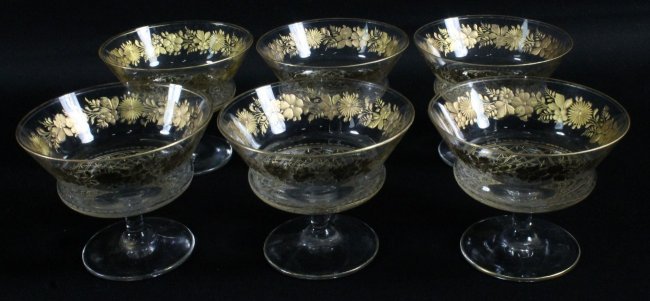 6 HAND PAINTED MOSER SHERBETS WITH UNDERPLATES + 1: 6 HAND PAINTED MOSER SHERBETS WITH UNDERPLATES + 1 EXTRA SAUCER. THE CUP MEASURES H: 3" W: 3 1/2"