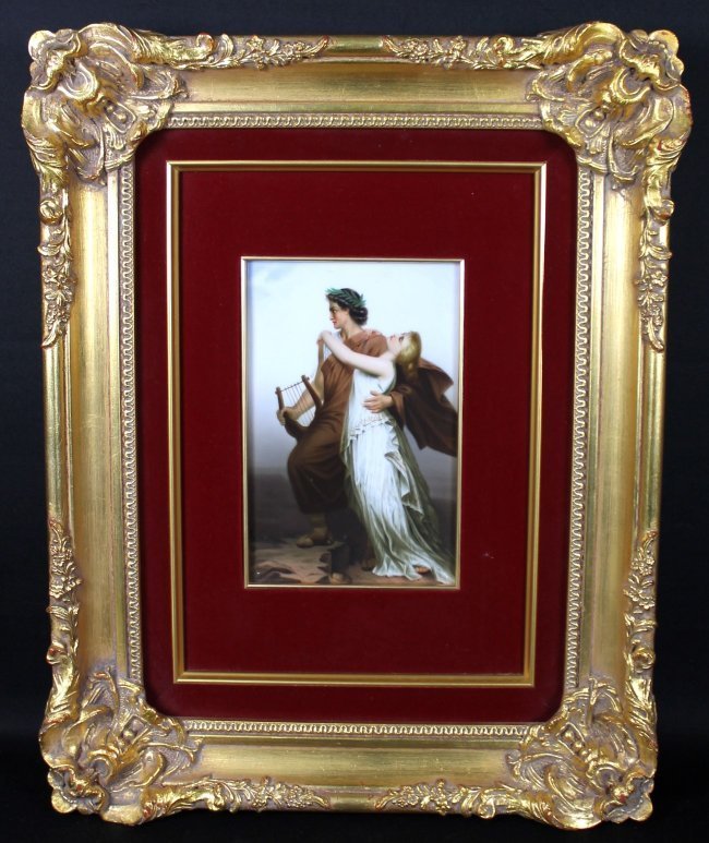 KPM BERLIN PLAQUE MARKS IMPRESSED: KPM BERLIN PLAQUE MARKS IMPRESSED , MEASURES H: 18" W:15" & PLAQUE MEASURES H: 8 1/2" W:5"