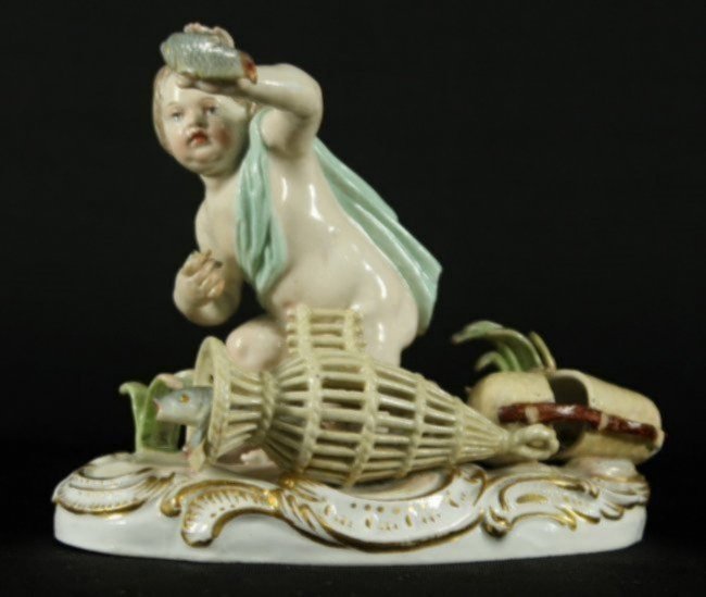 MEISSEN FIGURE OF FISHERMAN'S BOY PUTTI SERIES (1 of 3)