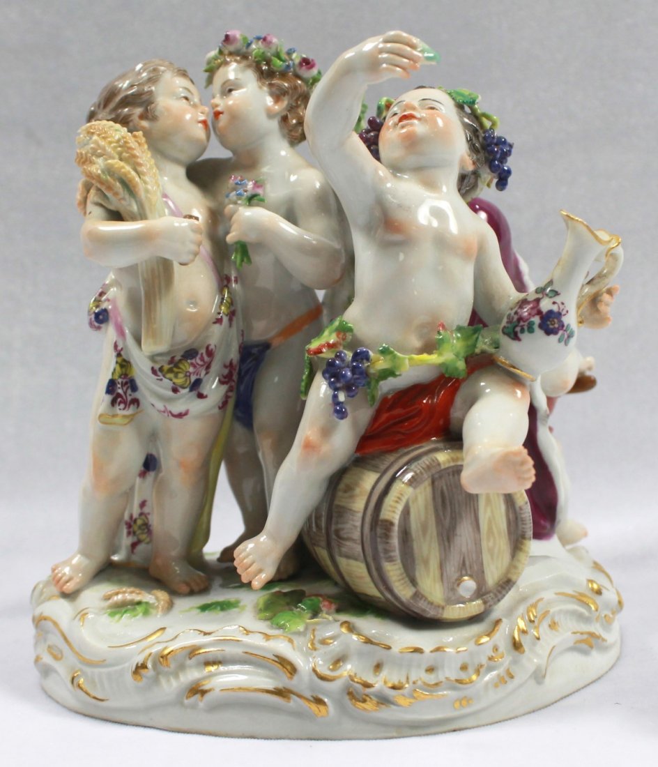 MEISSEN FIGURAL PORCELAIN GROUP OF 4 CHERUBS, PUTTI (1 of 10)