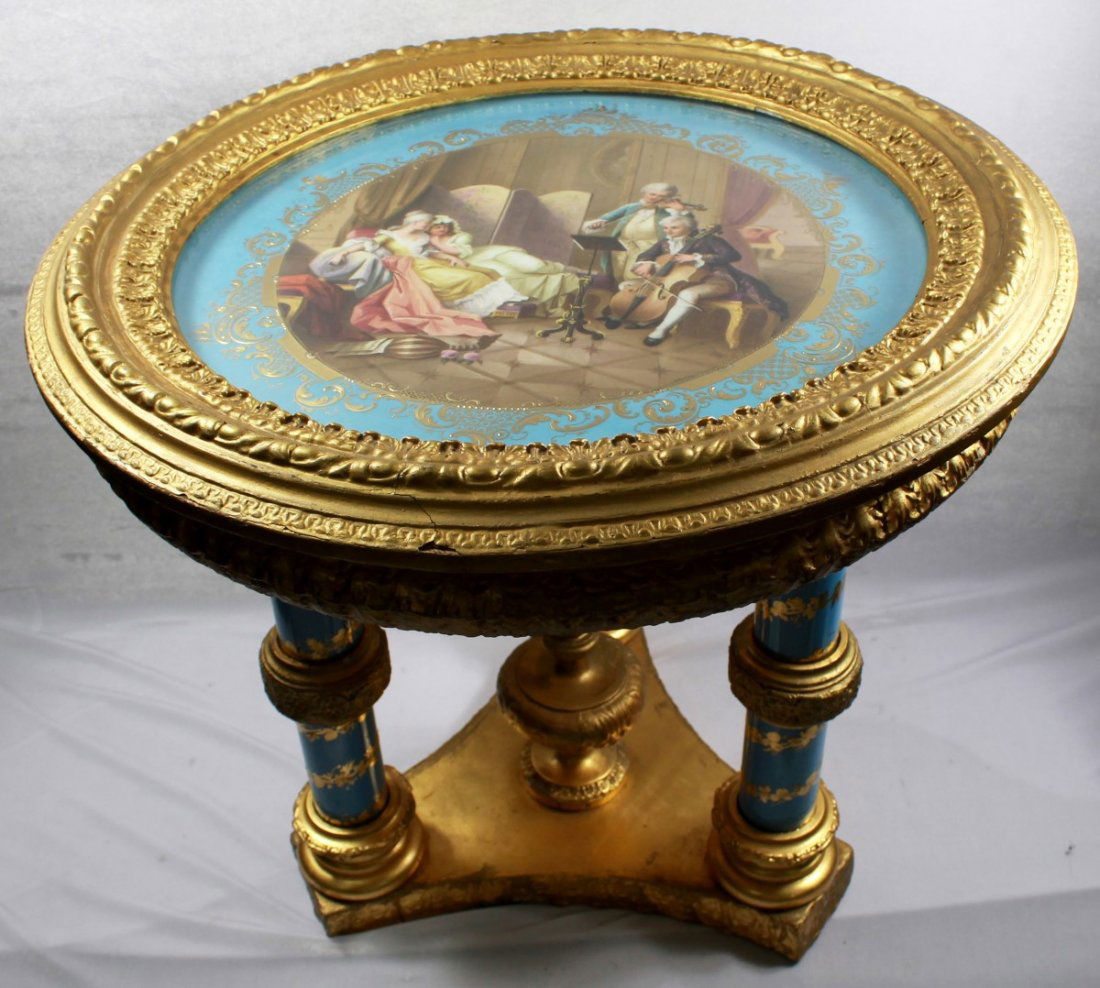 19TH C  ROYAL VIENNA CHARGER SET IN CARVED GILT WOODEN (1 of 10)