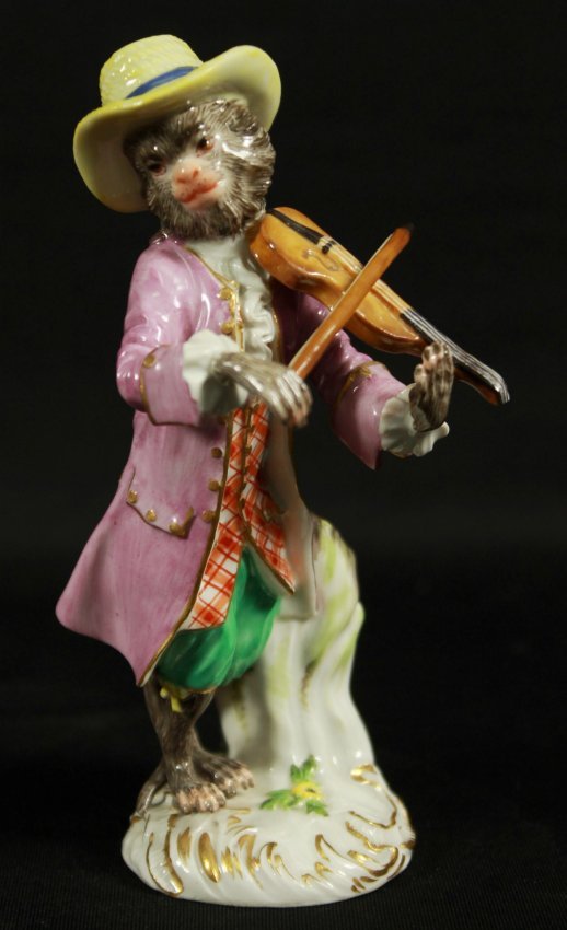 19TH C. MEISSEN MONKEY BAND FIGURE (1 of 5)