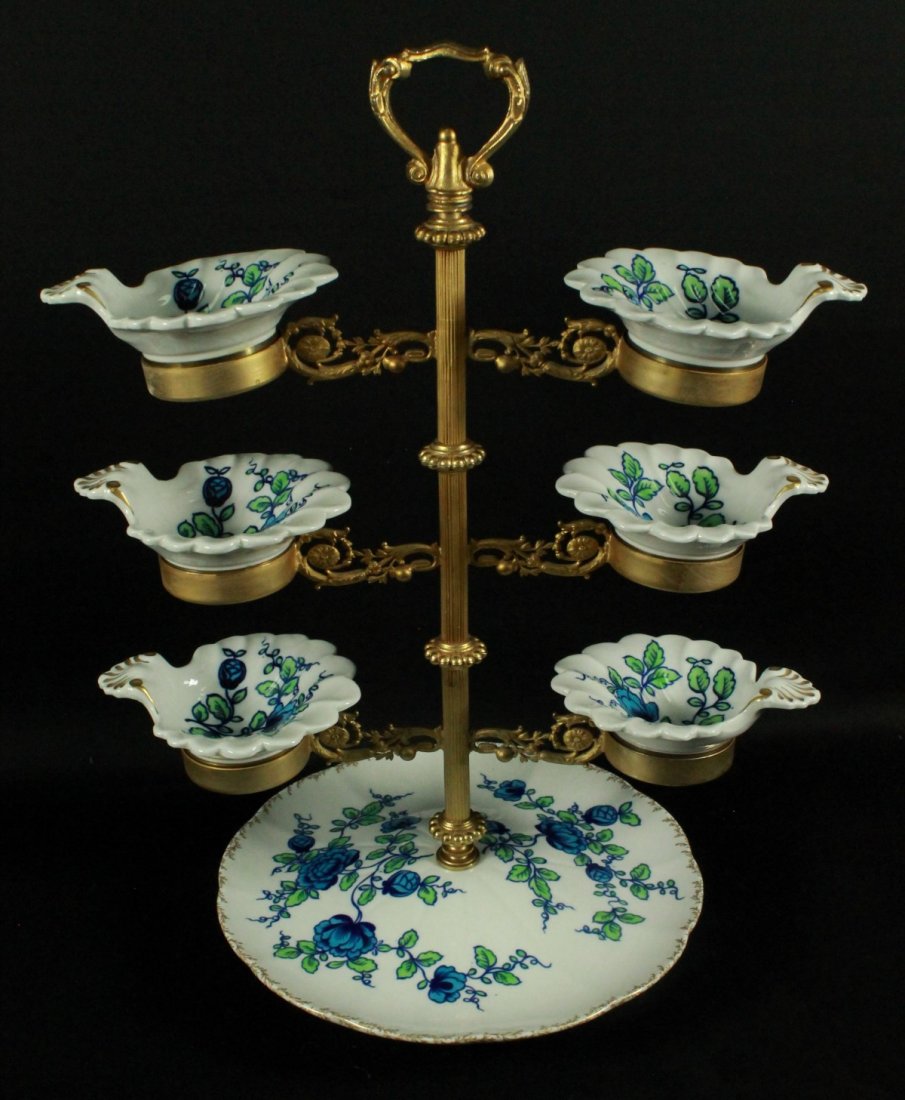 ITALIAN PORCELAIN SERVING DISH SET WITH STAND (1 of 10)
