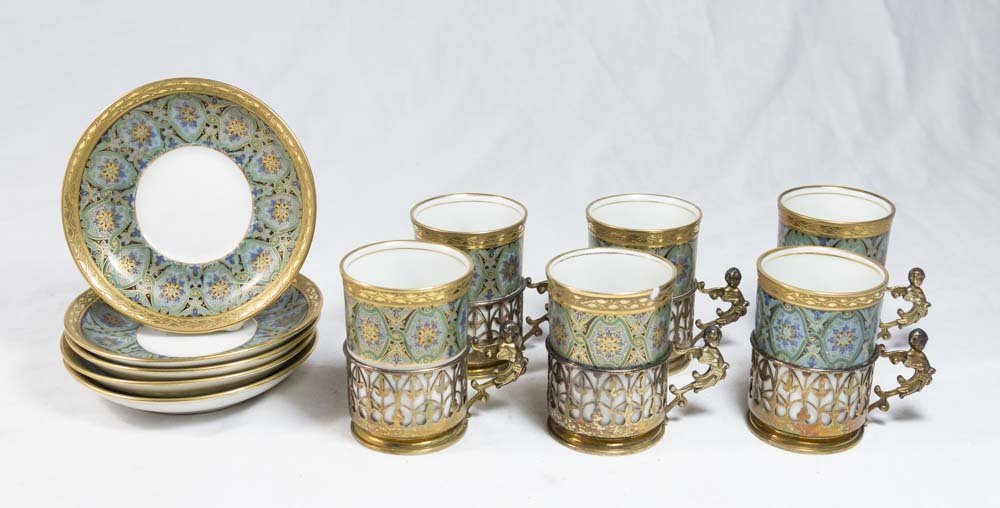 Sterling Silver Mounted Limoges Demitasse Set (1 of 4)