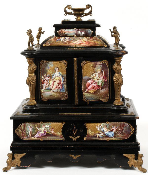 AUSTRIAN VIENNESE ENAMEL & EBONIZED WOOD TABLE CABINET (1 of 10)