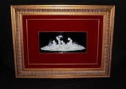 FRAMED PATE SUR PATE PLAQUE OF CHERUBS SIGNED